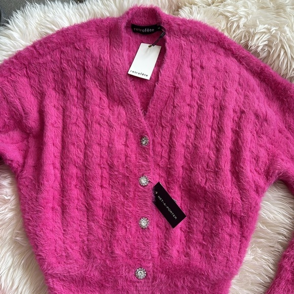 NWT RETROFETE Cable-Knit Mini Dress Size S Pink New Tala Fuzzy sweater Small - Picture 9 of 12